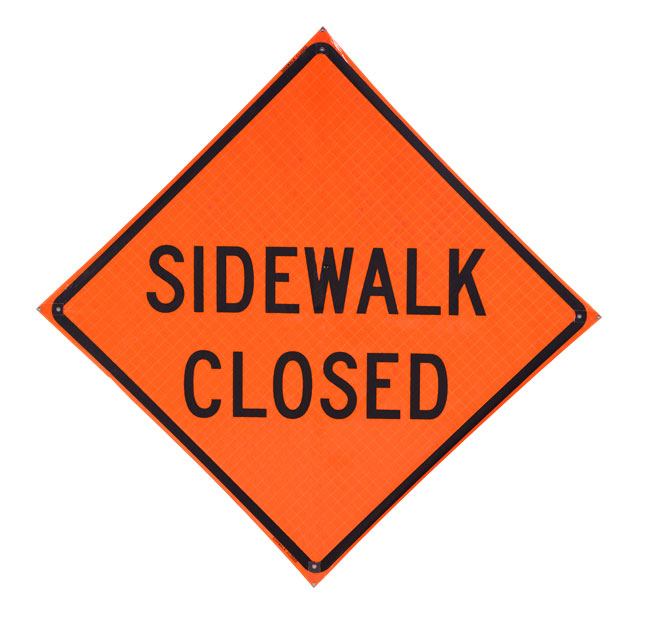 Bone Safety Hi-Intensity Reflective 'Sidewalk Closed' Sign from GME Supply