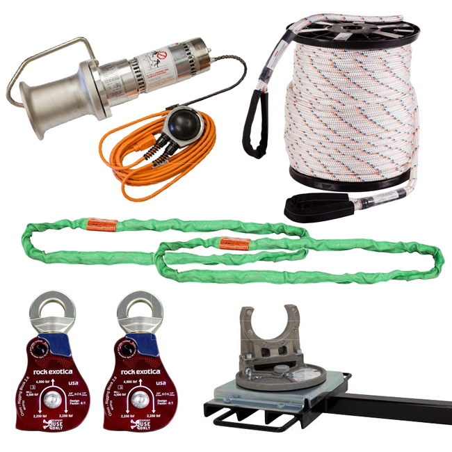 AB Chance Swivel Mount Capstan Hoist Truck Kit with Rock Exotica Blocks from Columbia Safety