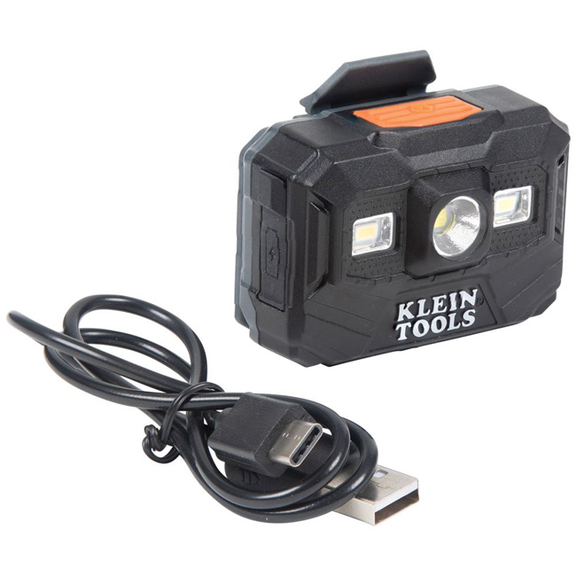 Klein Tools White Full Brim Hard Hat with Rechargeable Headlamp from GME Supply