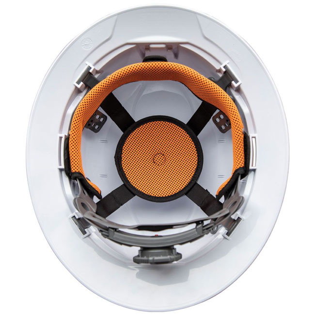 Klein Tools White Full Brim Hard Hat with Rechargeable Headlamp from GME Supply