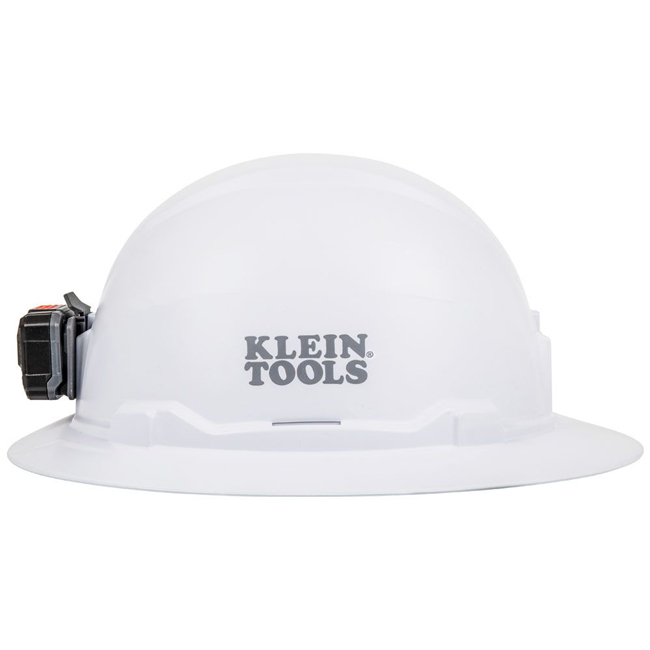 Klein Tools White Full Brim Hard Hat with Rechargeable Headlamp from GME Supply