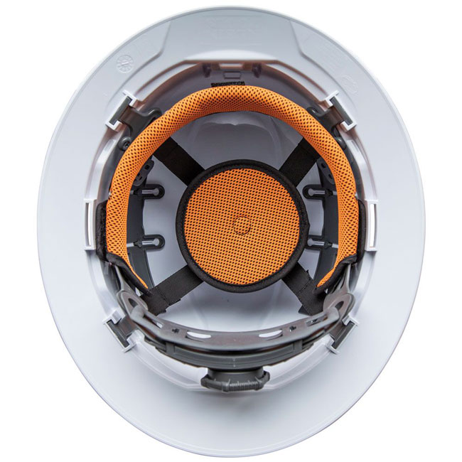 Klein Tools White Full Brim Hard Hat with Rechargeable Headlamp from GME Supply