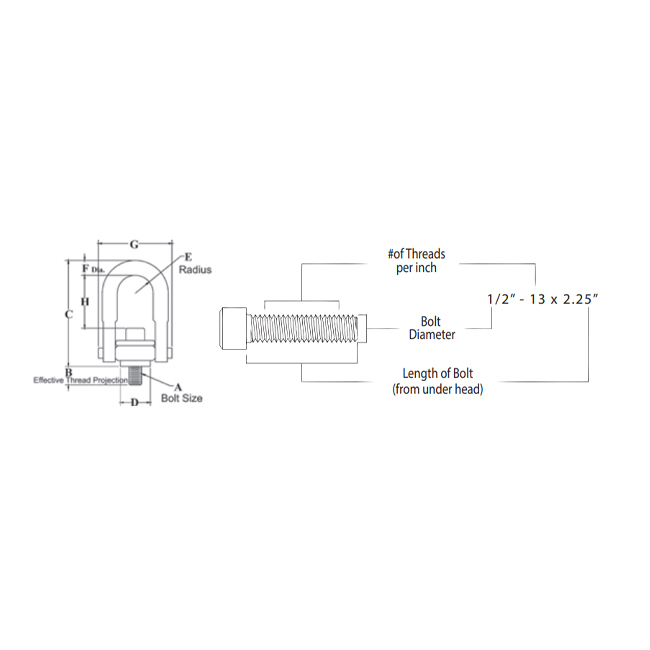 Crosby HR-125 UNC 1/2 Inch x 2-1/2 Inch Swivel Hoist Ring from GME Supply
