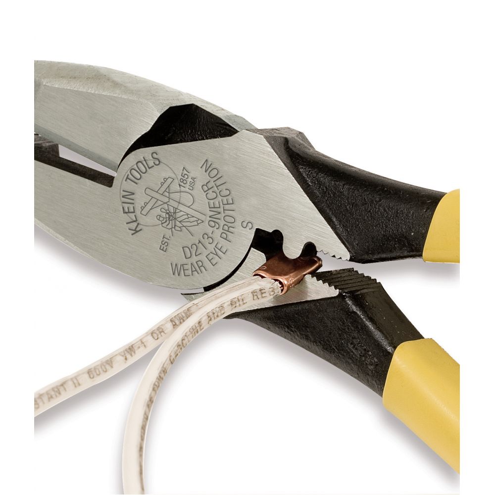 Klein Tools D213-9NE-CR 9 Inch High-Leverage Side-Cutting Pliers for Connector Crimping from Columbia Safety