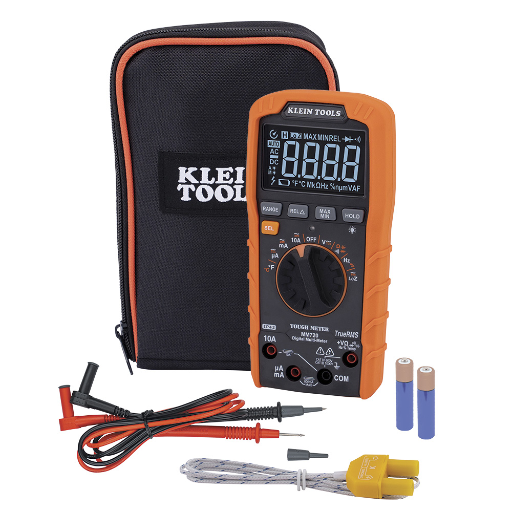Klein Tools MM720 Digital Multimeter TRMS Auto-Ranging 1000V Temp Low Impedance  from GME Supply