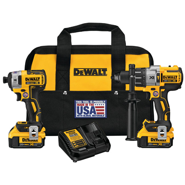DeWALT 20V Max XR Cordless Brushless Hammerdrill & Impact Driver Combo Kit - 4.0AH from GME Supply