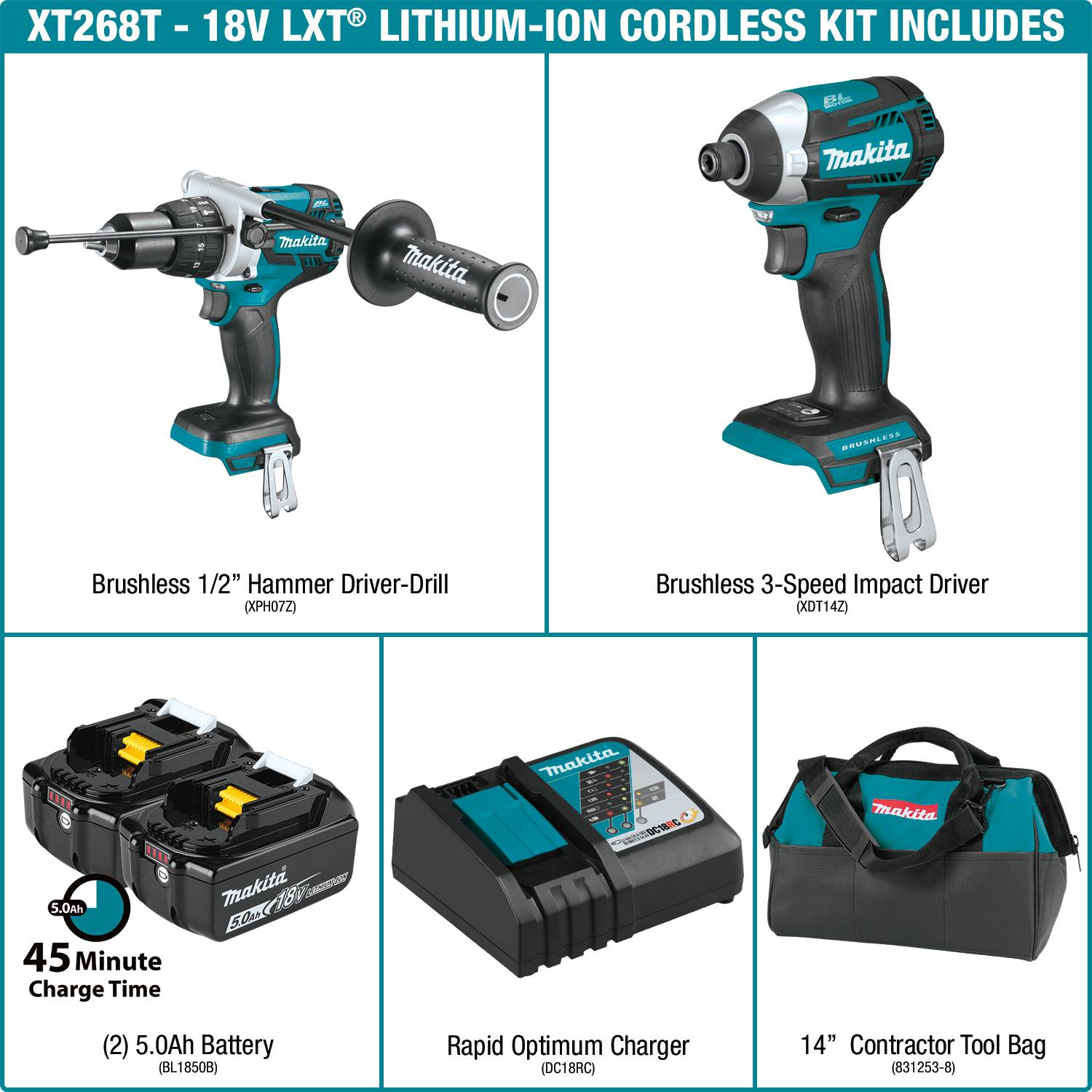 Makita 18V LXT Lithium-Ion Brushless Cordless 2 Piece Tool Combo Kit from GME Supply