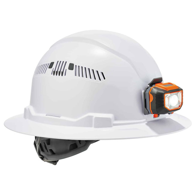 Ergodyne Skullerz 8973LED Class C Full Brim Hard Hat + LED Light with Ratchet Suspension from GME Supply