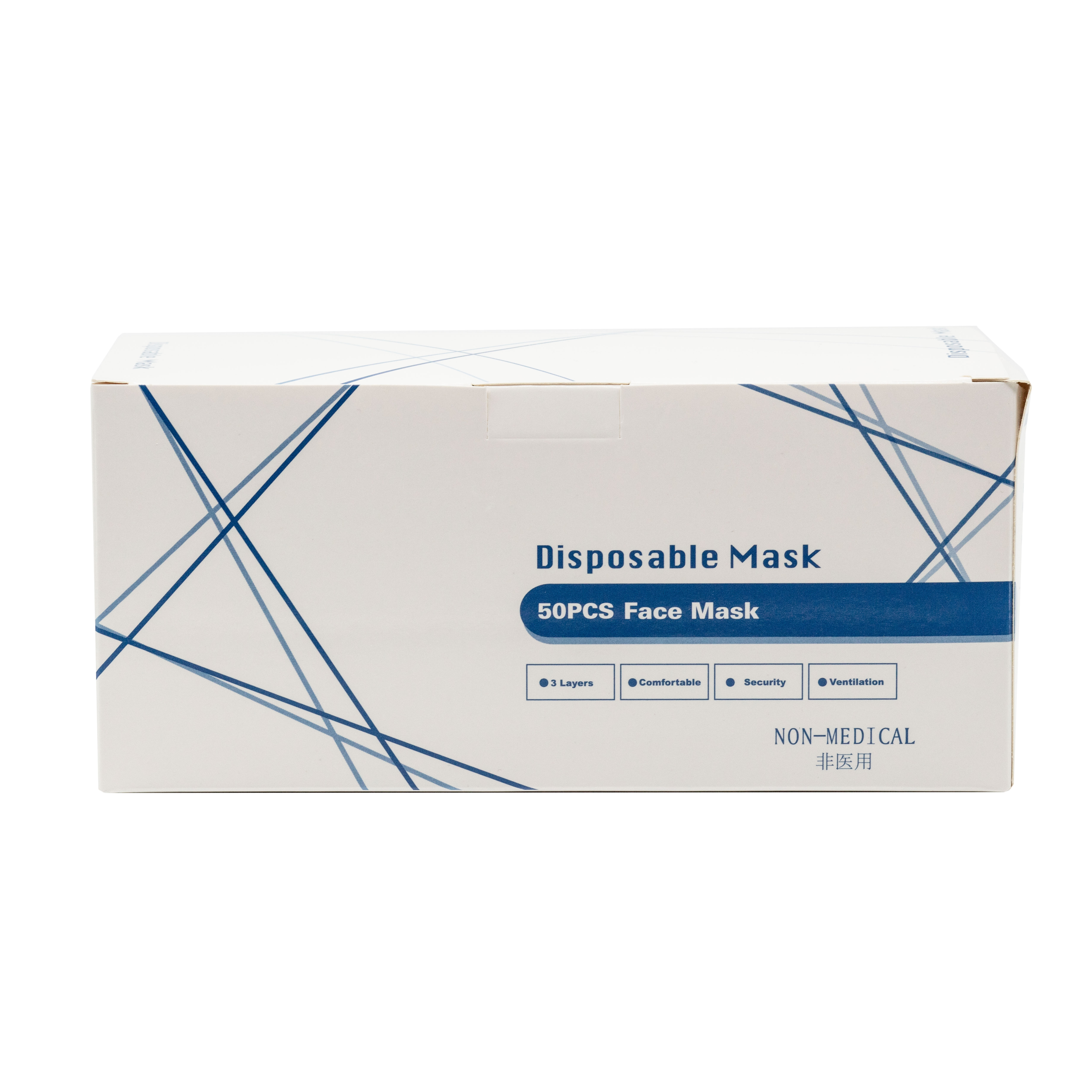Global Glove Disposable 3 Ply Face Mask with Ear Loops (50 Pack) from GME Supply