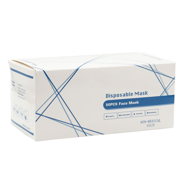 Global Glove Disposable 3 Ply Face Mask with Ear Loops (50 Pack) from GME Supply