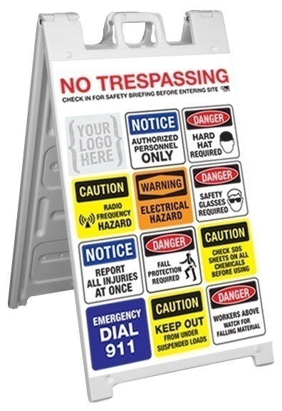 GME Supply Tower Climbing Fold Up Job Site Sign with Custom Logo from GME Supply