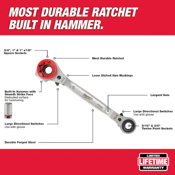 Milwaukee Tools Lineman 5 in 1 Ratcheting Wrench from Columbia Safety
