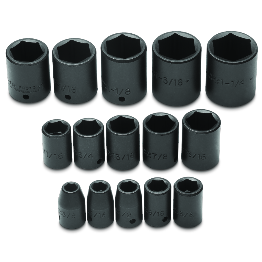 Proto 1/2 Inch 15 Piece 6 Point Impact Socket Set from GME Supply