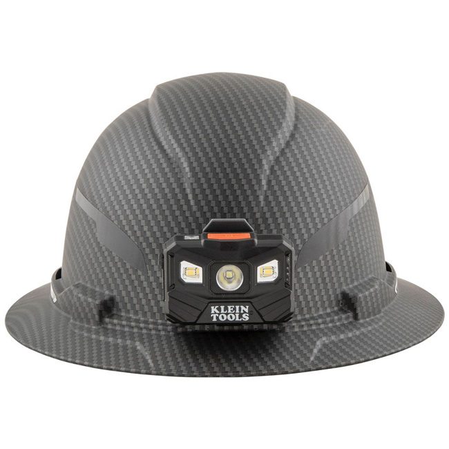 Klein Tools KARBN Non-Vented Class E Full Brim Hard Hat with Headlamp from GME Supply