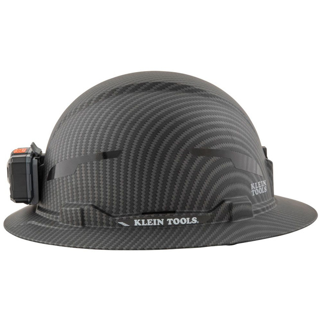 Klein Tools KARBN Non-Vented Class E Full Brim Hard Hat with Headlamp from GME Supply