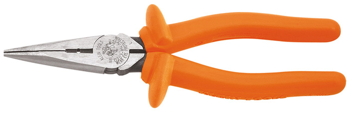 Klein Tools D203-8-INS 8 Inch Insulated Heavy-Duty Side-Cutting Long-Nose Pliers from GME Supply