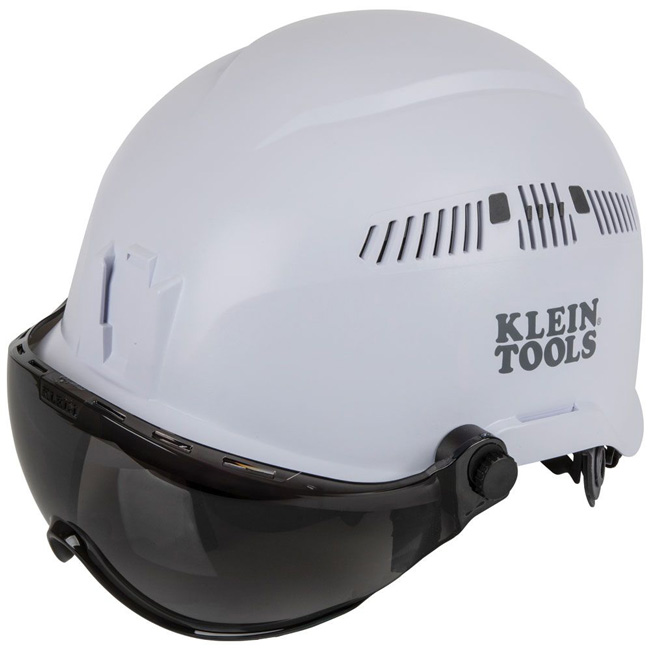 Klein Tools White Vented Helmet with Visor Kit from GME Supply