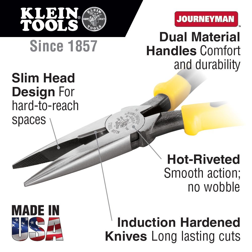 Klein Tools J203-8 Journeyman Heavy-Duty Long-Nose Pliers from Columbia Safety