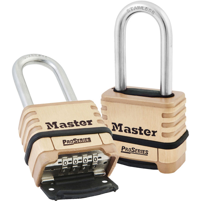 Master Lock 2-1/4 Inch (57mm) ProSeries Brass Resettable Combination Padlock with 2-1/16 Inch (53mm) Round Shackle from GME Supply