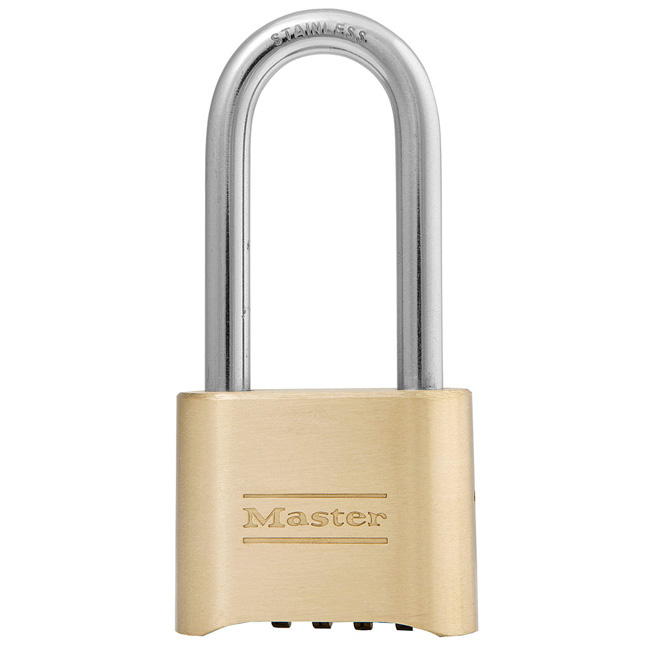 Master Lock 2 Inch (51mm) Brass Resettable Combination Padlock with 2-1/4 Inch (57mm) Stainless Steel Shackle from GME Supply