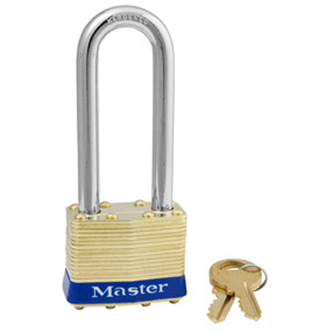 Master Lock 1-3/4 Inch (44mm) Laminated Brass Pin Tumbler Padlock with 2-1/2 Inch (64mm) Shackle (Keyed Alike) from GME Supply