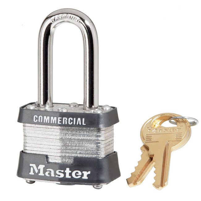 Master Lock 1-9/16 Inch (40mm) Laminated Steel Pin Tumbler Padlock with 2 Inch (51mm) Shackle from GME Supply