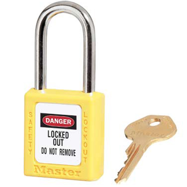 Master Lock 410 1-1/2 Inch (38mm) Zenex Thermoplastic Safety Padlock Loto Lock with 1-1/2 Inch (38mm) Shackle from GME Supply