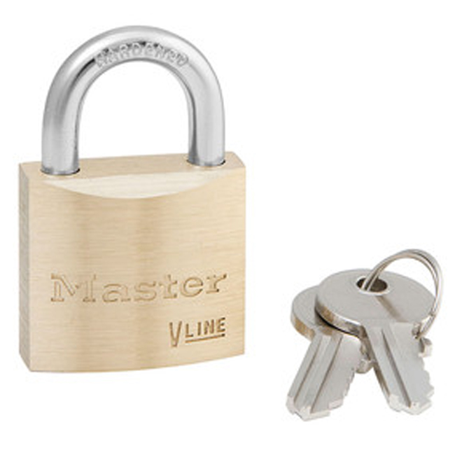 Master Lock 1-1/8 Inch (29mm) Brass V-Line Padlock (Keyed Alike) from GME Supply