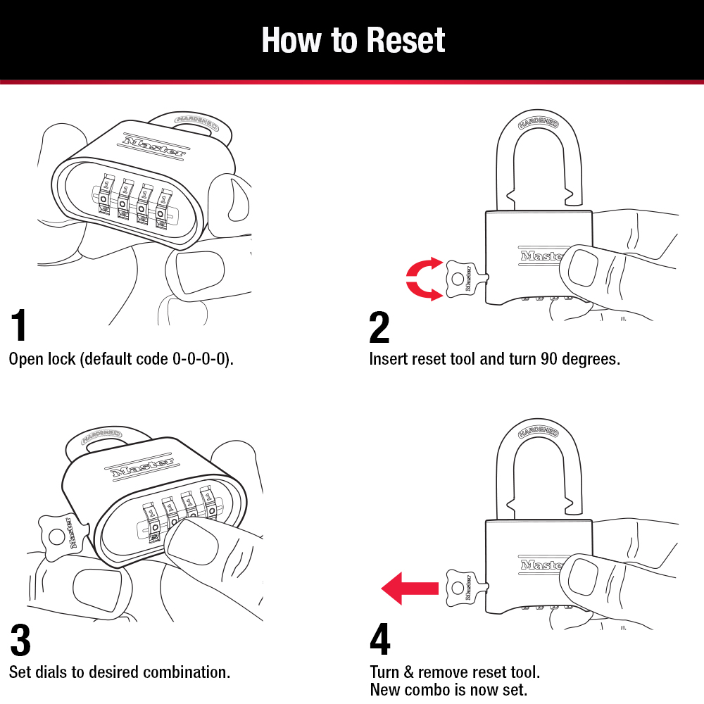 Master Lock 2 Inch (51mm) Brass Resettable Combination Padlock with 2-1/4 Inch (57mm) Shackle from GME Supply