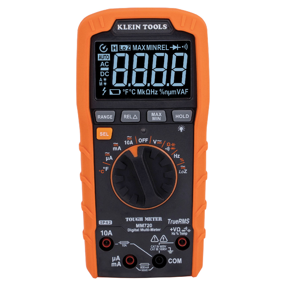 Klein Tools MM720 Digital Multimeter TRMS Auto-Ranging 1000V Temp Low Impedance  from GME Supply