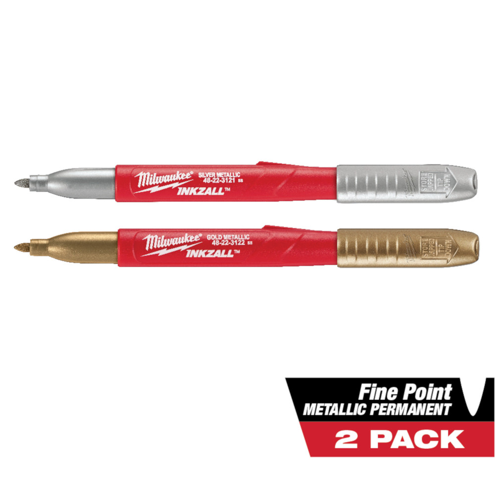 Milwaukee INKZALL Silver/Gold Fine Point Metallic Markers (2-Pack) from GME Supply