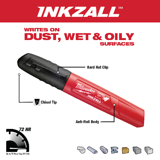 Milwaukee Inkzall Black Medium Chisel Marker from GME Supply