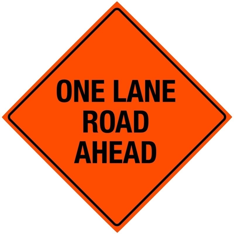 Bone Safety 'One Lane Road Ahead' Non-Reflective Sign  from GME Supply