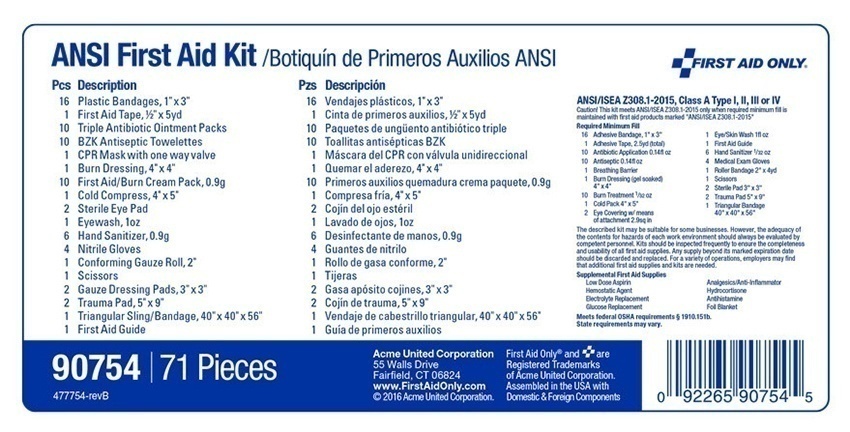 First Aid Only 10 Person ANSI A First Aid Kit from GME Supply
