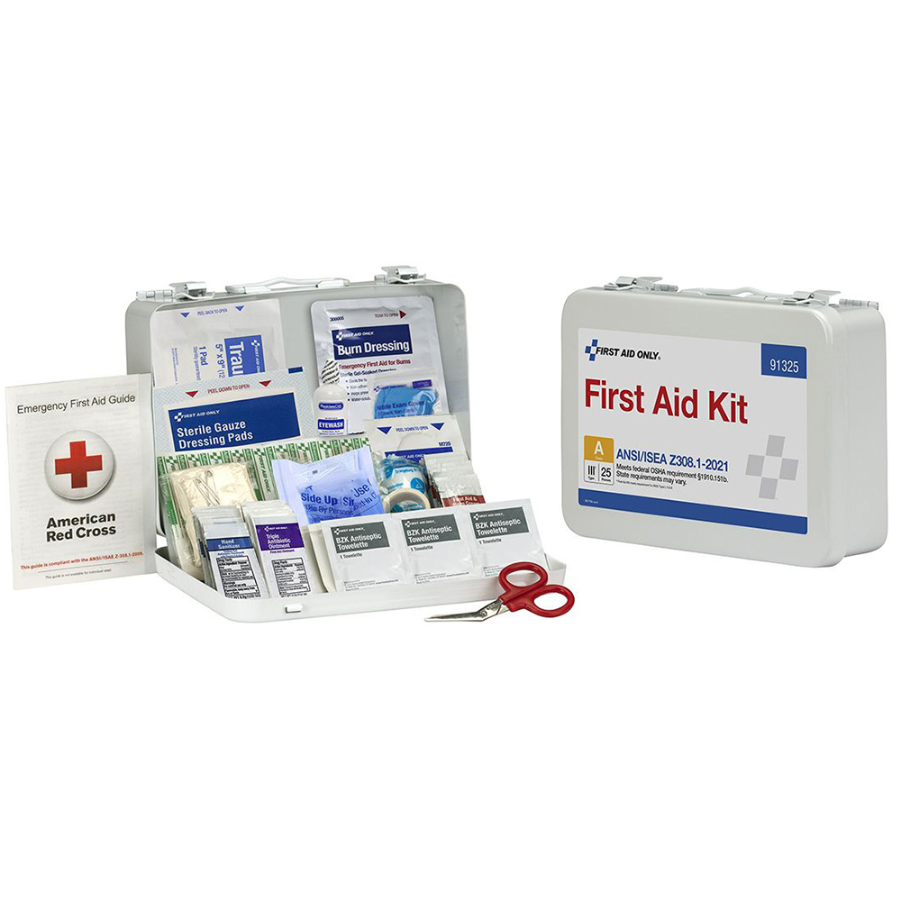 First Aid Only ANSI A 25 Person Metal ANSI 2021 Compliant First Aid Kit from GME Supply