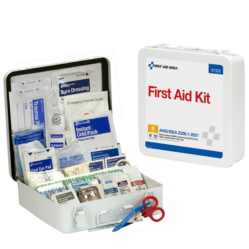 First Aid Only ANSI A 50 Person Metal ANSI 2021 Compliant First Aid Kit from GME Supply