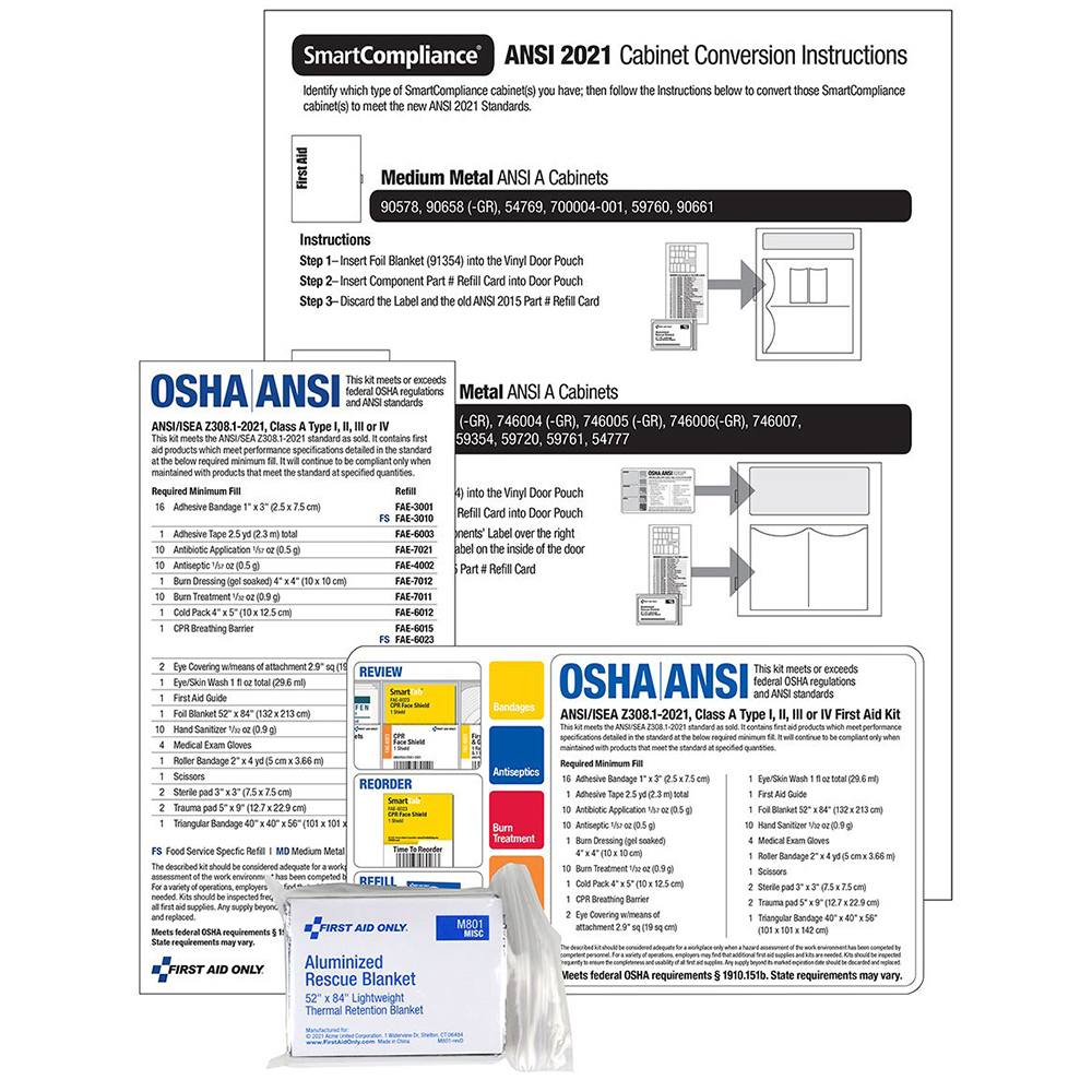 First Aid Only SmartCompliance ANSI 2021 First Aid Conversion Kit (Class A) from GME Supply