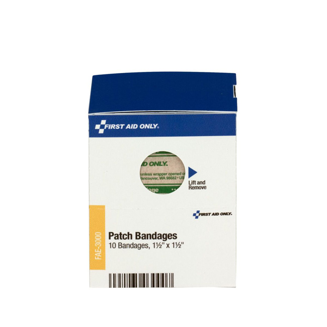 First Aid Only SmartCompliance Refill 1-1/2 Inch X 1-1/2 Inch Patch Plastic Bandages, 10 Per Box from GME Supply