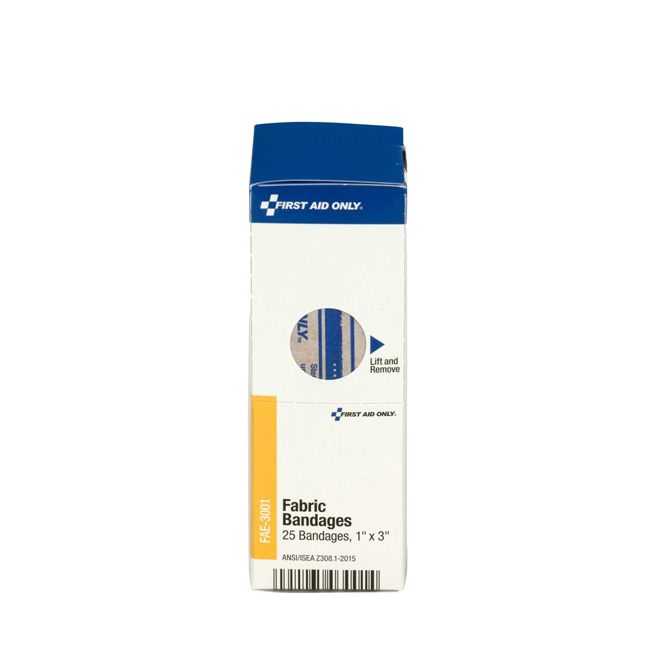 First aid Only SmartCompliance Refill 1 Inch X 3 Inch Adhesive Fabric Bandages, 25 Per Box from GME Supply