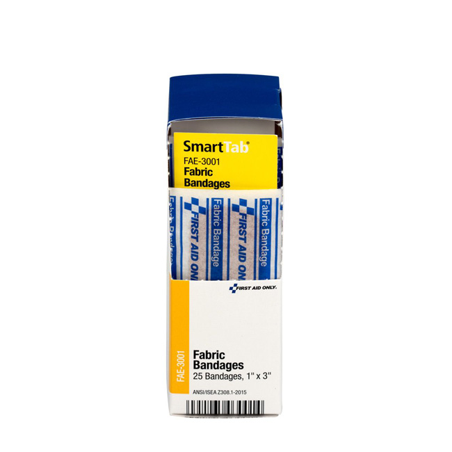 First aid Only SmartCompliance Refill 1 Inch X 3 Inch Adhesive Fabric Bandages, 25 Per Box from GME Supply