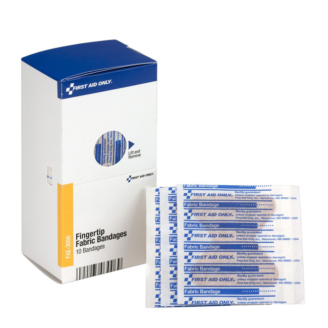 First Aid Only SmartCompliance Refill Fabric Fingertip Bandages, 10 Per Box from GME Supply