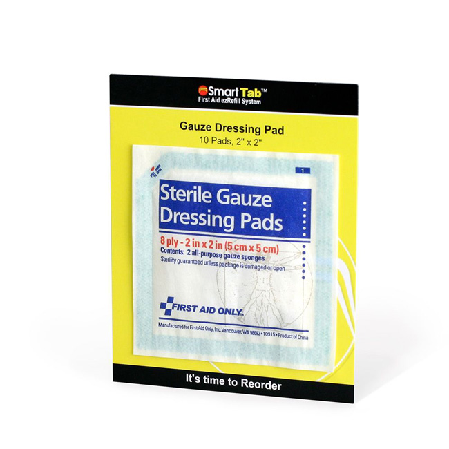 First Aid Only SmartCompliance Refill 2 Inch X 2 Inch Sterile Gauze Pads, 10 Per Bag from GME Supply
