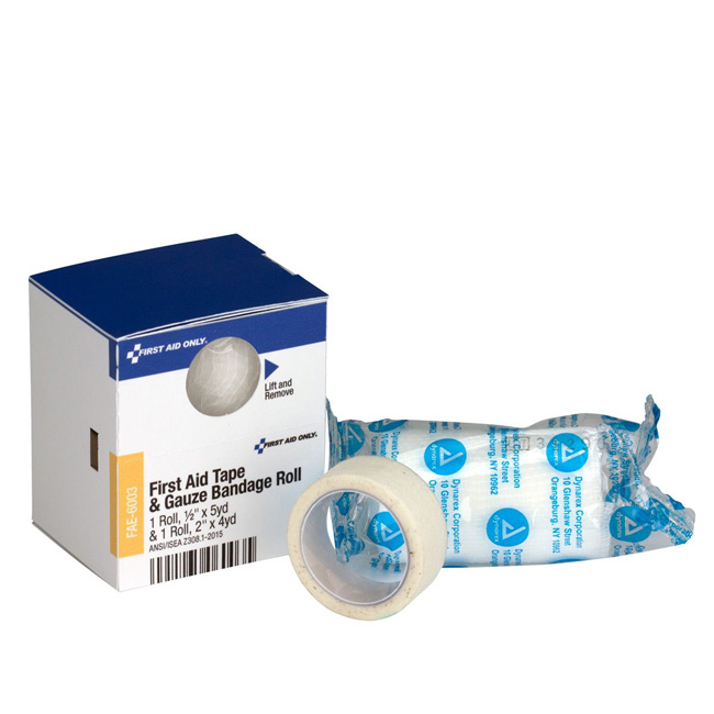 First Aid Only SmartCompliance Refill 1/2 Inch X 5 Yard First Aid Tape And 2 Inch Conforming Gauze Bandage Roll, 1 Per Box from GME Supply