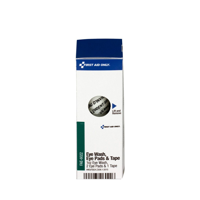 First Aid Only SmartCompliance Refill Eye Wash, Eye Pads & Tape, 1 Bottle, 1 Ounce, 2 Eye Pads & 1 Tape Per Box from GME Supply