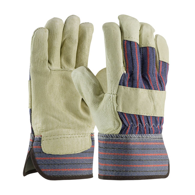 PIP Economy Grade Top Grain Pigskin Leather Palm Glove with Fabric Back - Rubberized Safety Cuff - Large from GME Supply