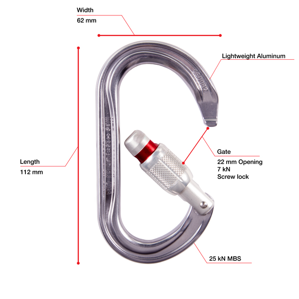 Petzl OK Aluminum Oval Carabiner from Columbia Safety
