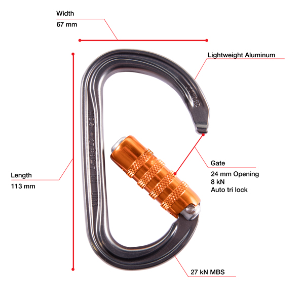 Petzl Am'D Asymmetrical Aluminum Carabiner from Columbia Safety