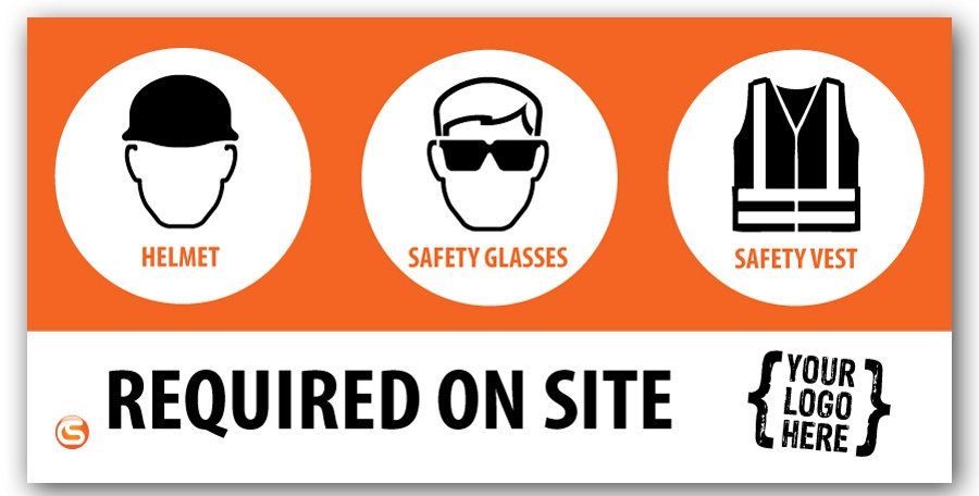 Required Job Site PPE Banner, Customizable from Columbia Safety