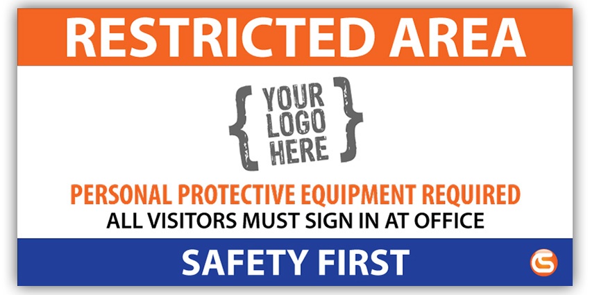 Restricted Area Job Site Safety Banner, Custom Logo from GME Supply