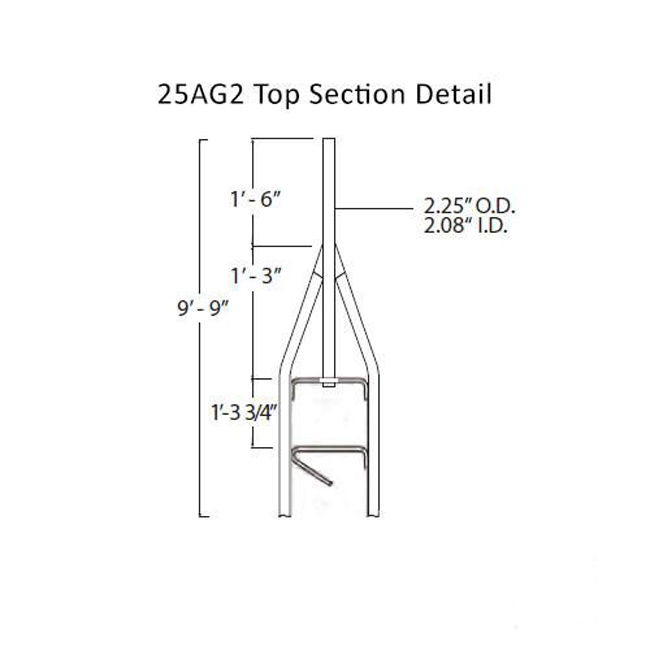 Rohn 25G Standard Top Tower Section with ID Mounting Pipe from Columbia Safety
